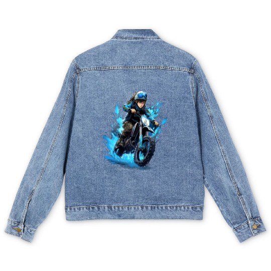 Dirt Bike Anime Ice Racing Motorcycle Ice Racer Men's Denim Jackets