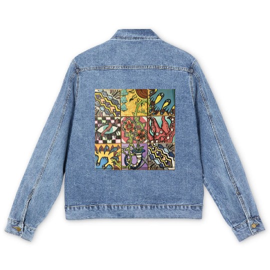 Hand painted wooden squares art by KateToxin Men's Denim Jackets