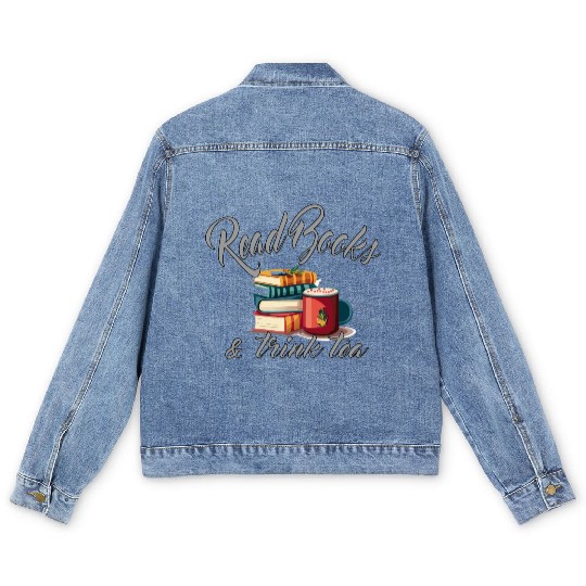 Bibliophile pleasure: Drink Tea and Read Books Men's Denim Jackets