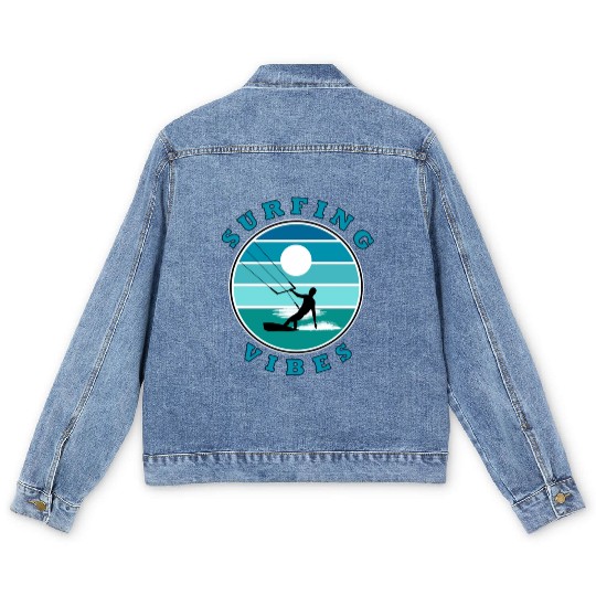Surfing Vibes – retro 2 - kite surfer Men's Denim Jackets