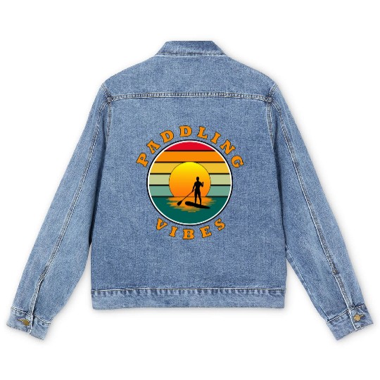 Paddling Vibes – Sun retro - Paddle Boarder Men's Denim Jackets