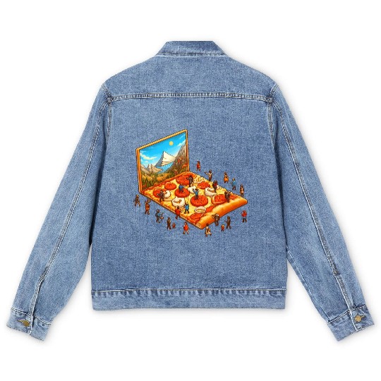 Pizza Hiking People Men's Denim Jackets
