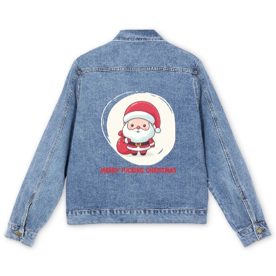 Cute Bad Santa Men's Denim Jackets