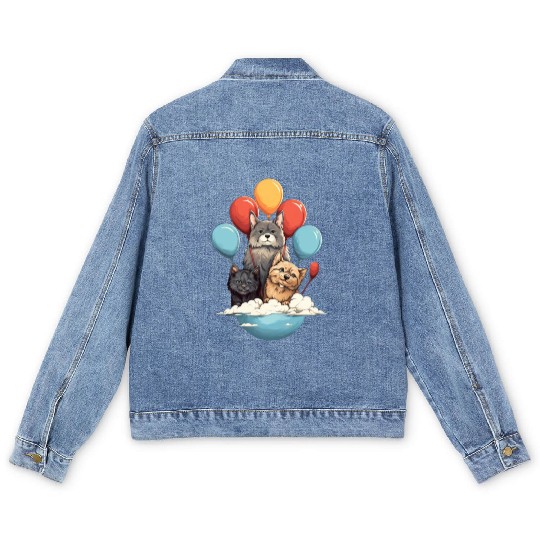 Cats, Dogs & Balloons Men's Denim Jackets