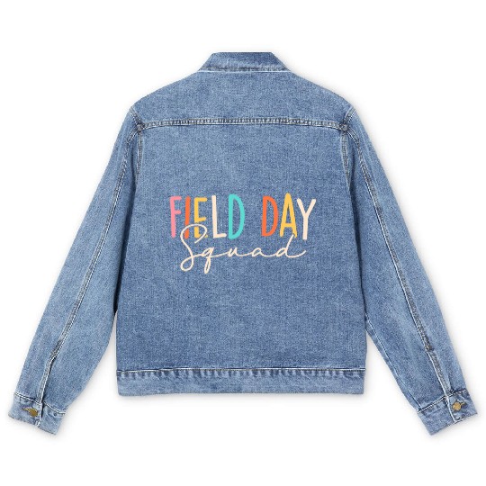 Field Day Squad Cool Student Teacher Last Day Of Men's Denim Jackets