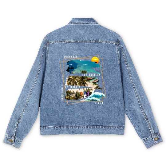 West Coast Los Angeles California Beach Men's Denim Jackets