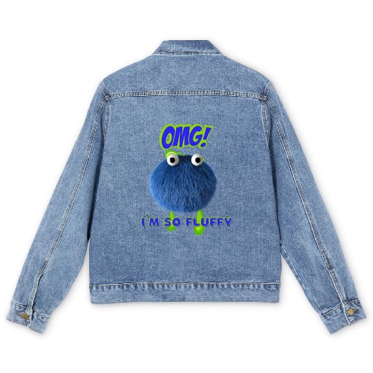 OMG Im So Fluffy, Cute Furry monster. Men's Denim Jackets