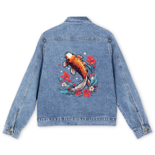 Koi Fish Koi Carp Japanese Koi Garden-Pond Koi Men's Denim Jackets