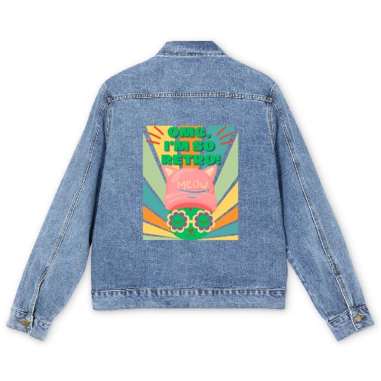 Omg I'm So Retro Cool Cat Men's Denim Jackets