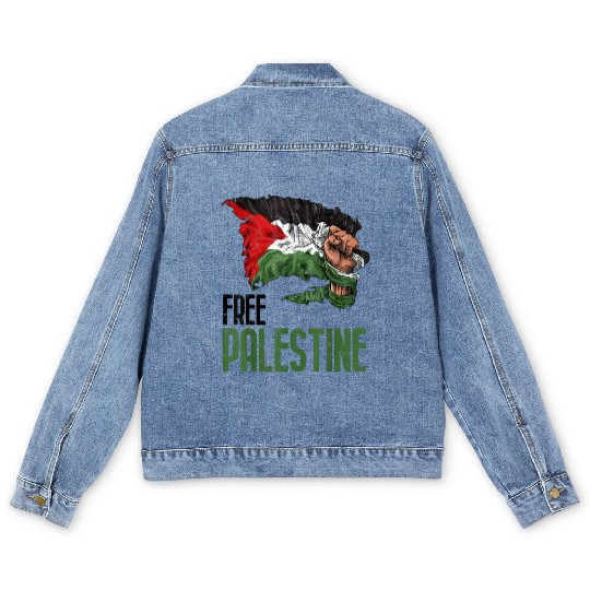 FREE PALESTINE FLAG GAZA Men's Denim Jackets