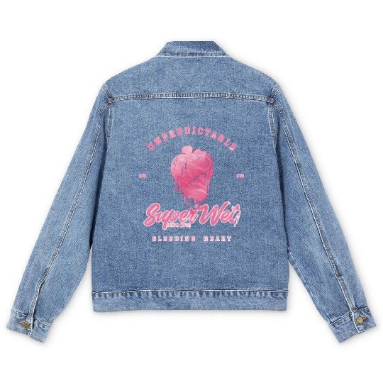 Unpredictable bleeding heart (pale style) Men's Denim Jackets