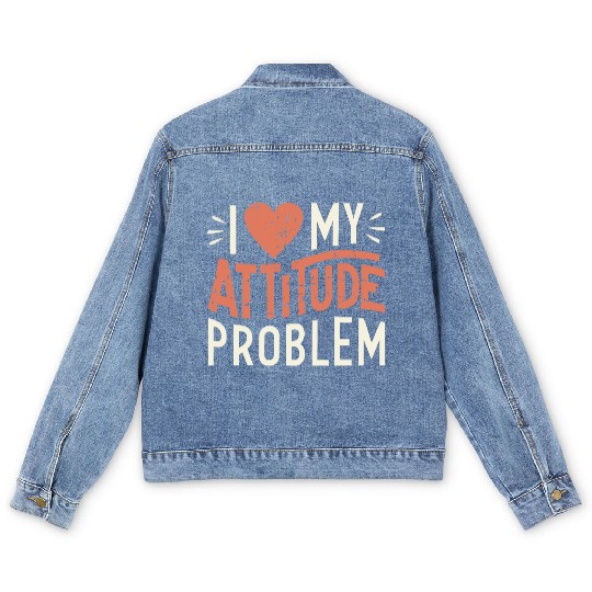I heart my attitude problem Men's Denim Jackets