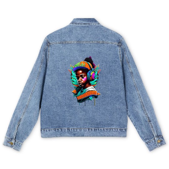 Colorful Butterfly person effect Men's Denim Jackets