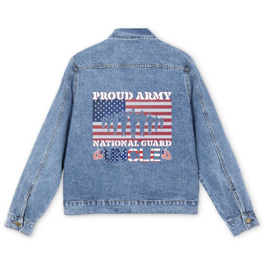 Proud Army National Guard Uncle Men's Denim Jackets