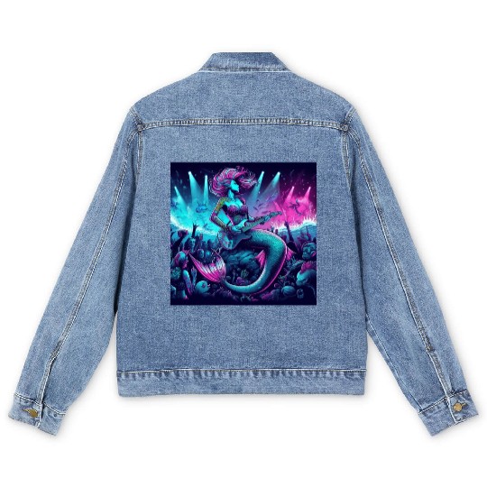 rock and roll under the sea Men's Denim Jackets