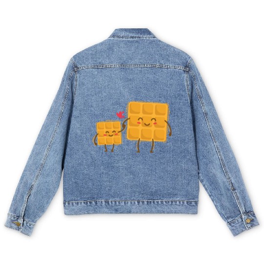 Waffle Mom with Waffle Child Dough Pastry Men's Denim Jackets