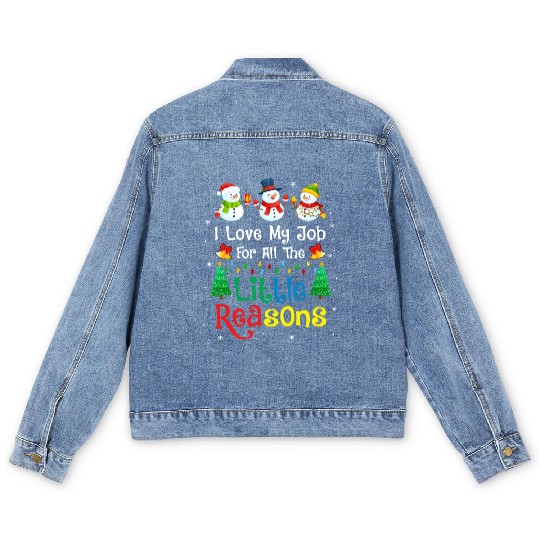Daycare Teacher Christmas I Love My Job For All Men's Denim Jackets