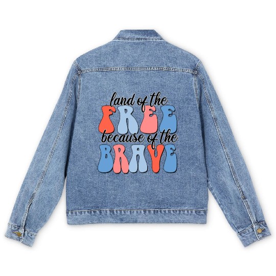 land of the free because of the brave Men's Denim Jackets