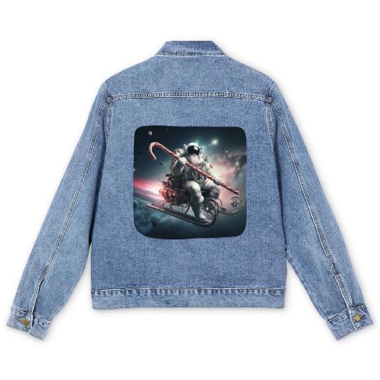 Future Santa Claus in Space Men's Denim Jackets