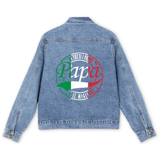 Di Tutti I Padri Papa Italian Flag Father's Day Men's Denim Jackets