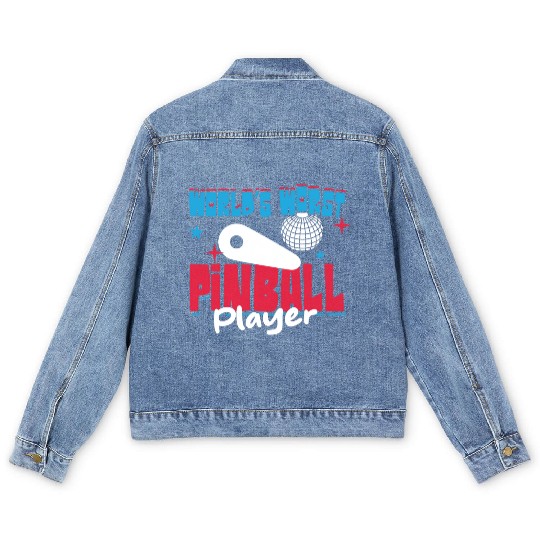 World s Worst Pinball Player Men's Denim Jackets