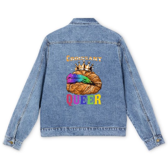 Croissant Queer French Pastry Funny LGBTQ Men's Denim Jackets