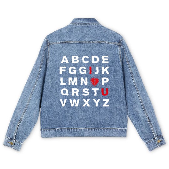 Abc Alphabet I Love You English Teacher Valentines Men's Denim Jackets