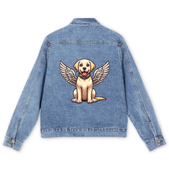 Labrador Retriever Comic Angel Men's Denim Jackets