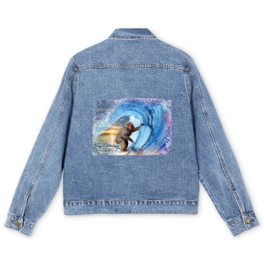surfer monkey Men's Denim Jackets