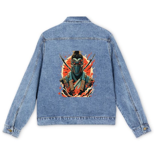 ghost of tsushima shrine in shadow Men's Denim Jackets