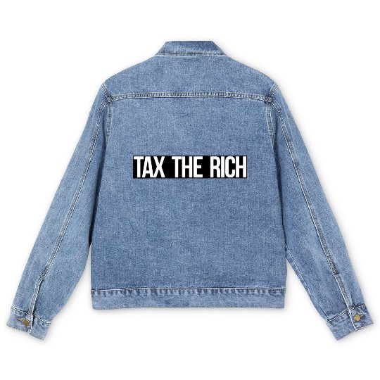 Tax The Rich white on black Men's Denim Jackets