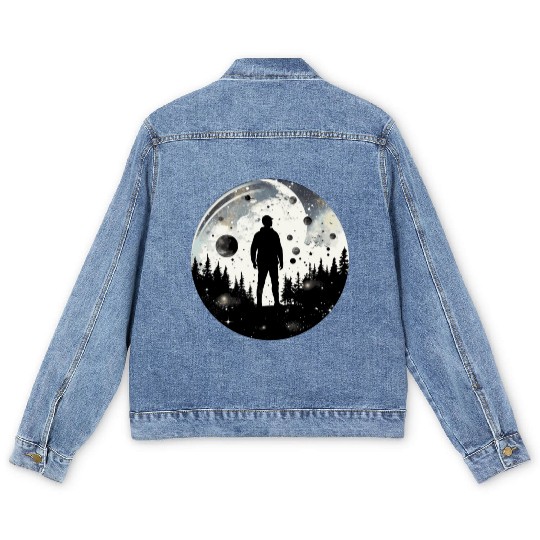 Adventure Enthusiast Nature Hiker Forest and Galax Men's Denim Jackets