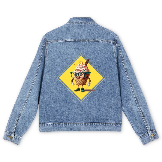 ice cream design sweet and yummy Men's Denim Jackets