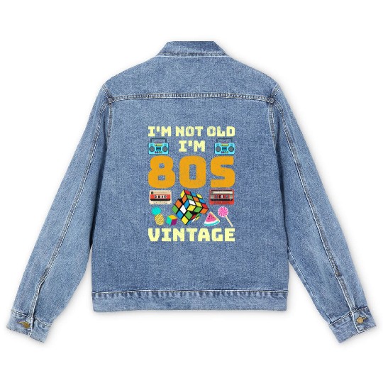 80s Vintage Vibes - Retro Design with Neon Colors Men's Denim Jackets