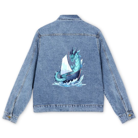 Ice Sailing Dragon Ice Sailor Ice Boating Yachting Men's Denim Jackets