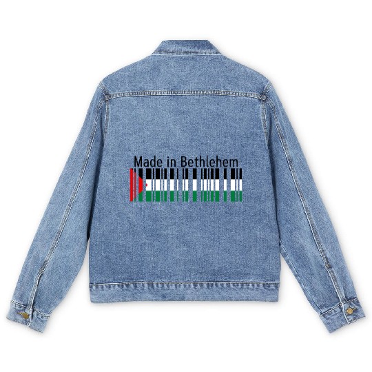 Made in Bethlehem Barcode Palestine Flag for Pales Men's Denim Jackets