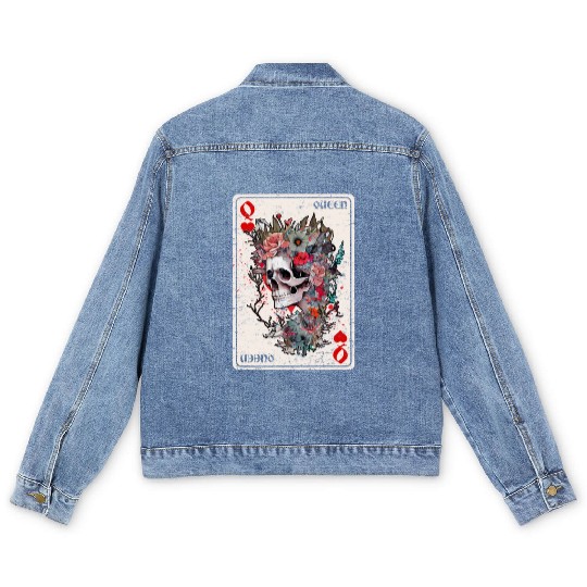 Queen of Hearts Card Game Horror Heart Queen Men's Denim Jackets