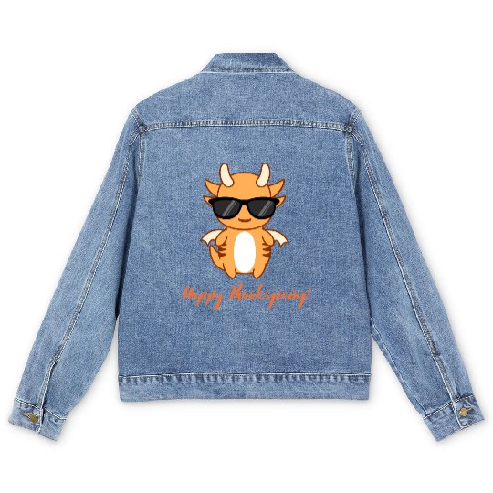Happy Thanksgiving - Thanksgiving cartoon design Men's Denim Jackets