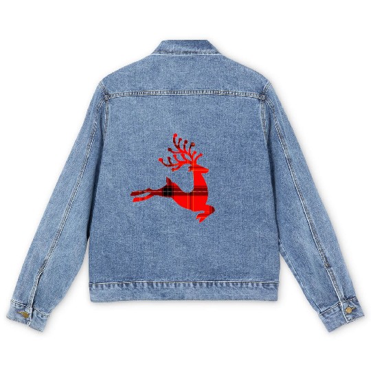 Christmas reindeer Men's Denim Jackets