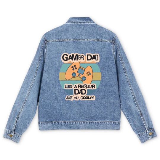 Cool Retro Gamer Dad Men's Denim Jackets