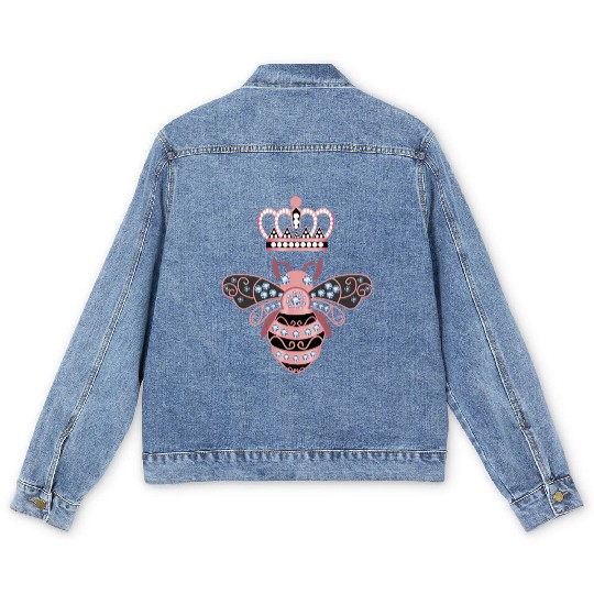 Queen Bee Crown Women Hive Beekeeping Bee Women Men's Denim Jackets