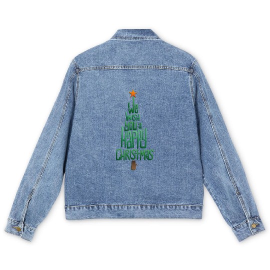 Happy Xmas Tree Men's Denim Jackets