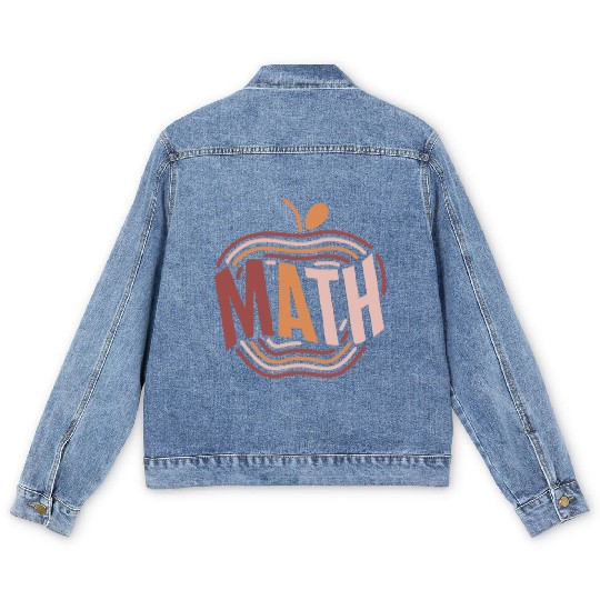 Mathematics Men's Denim Jackets, Math Apple Cute Men's Denim Jackets, Math