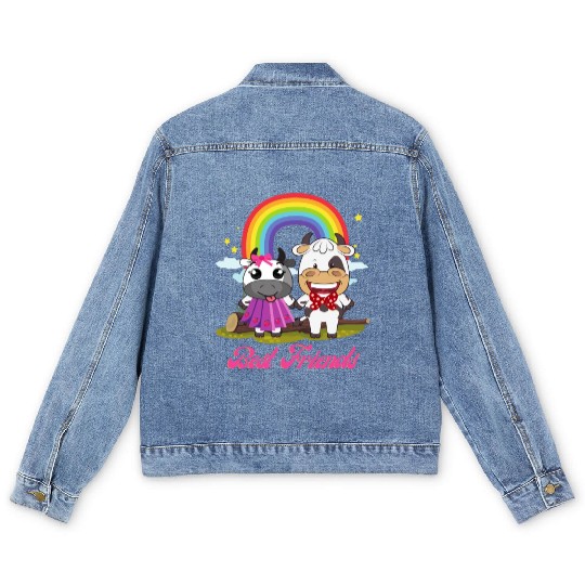 Cow Mooey Cute Strawberry Cow Best Friends Men's Denim Jackets