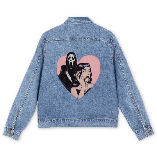 ghostface phone call love heart Men's Denim Jackets
