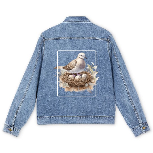 Quail Bird With Eggs Men's Denim Jackets