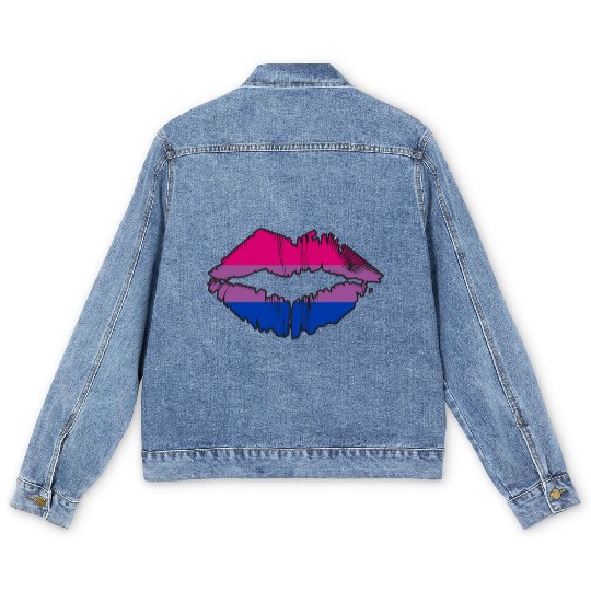 Bisexual Pride Flag LGBTQ Lips Men's Denim Jackets
