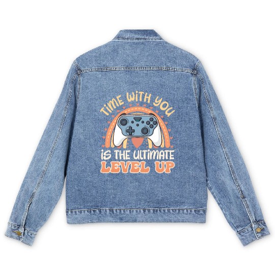 Gamer Time with You is the Ultimate Level Up Men's Denim Jackets