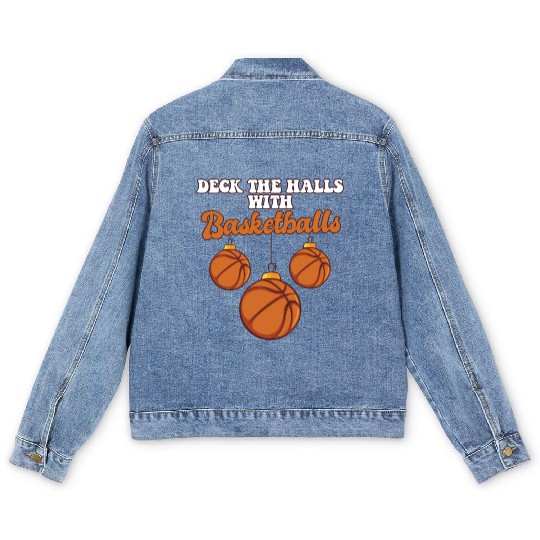Basketball Player Coach Christmas Balls Deck The Men's Denim Jackets