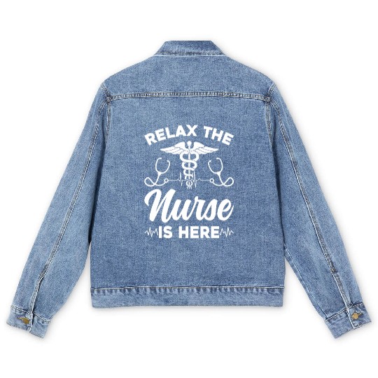 Relax The Nurse Is Here - Registered Nurse Hospita Men's Denim Jackets